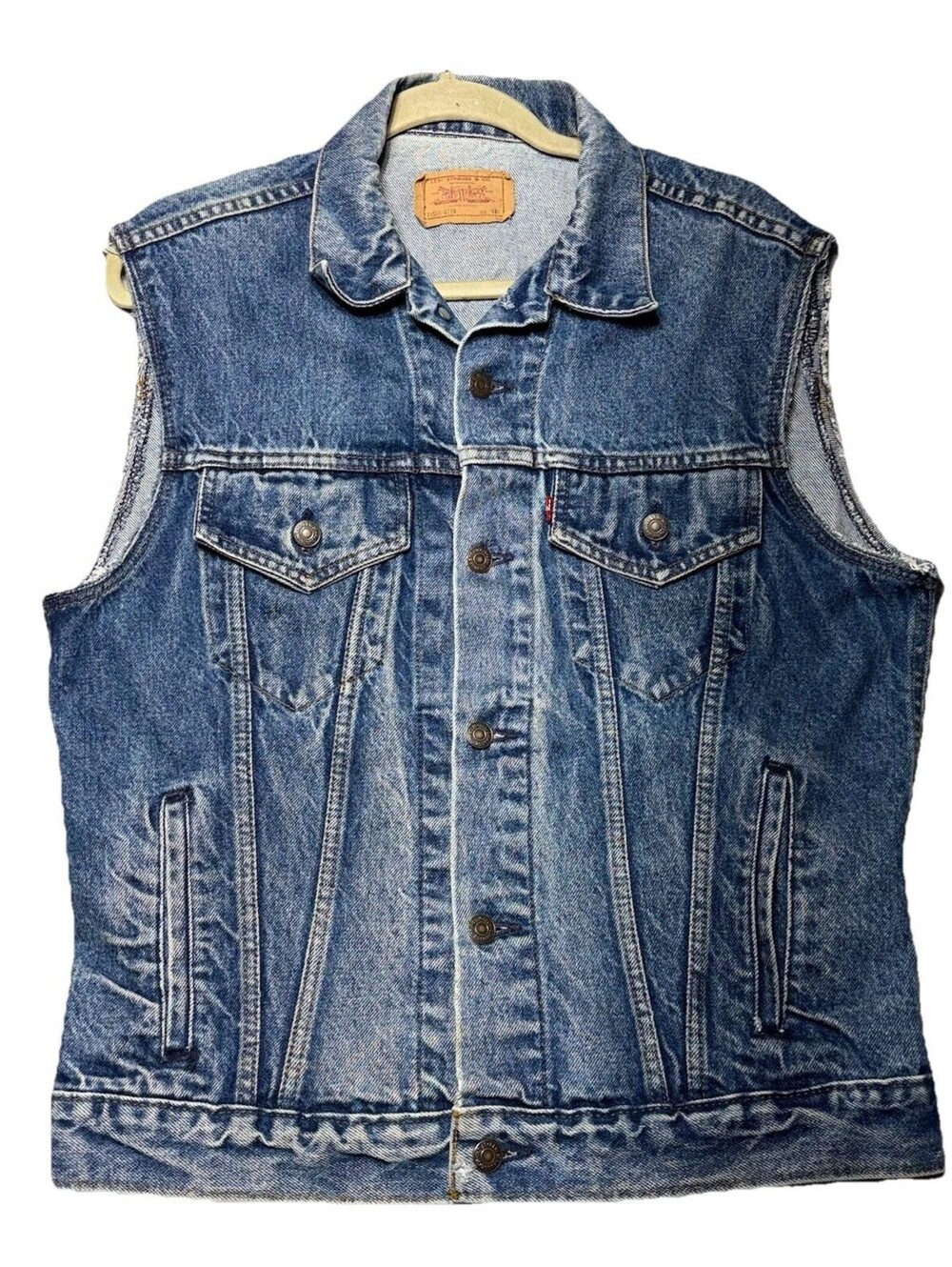 Levi's Vintage 1980s Denim Trucker Jacket Type III 71506 0216 Size 44R USA Vest